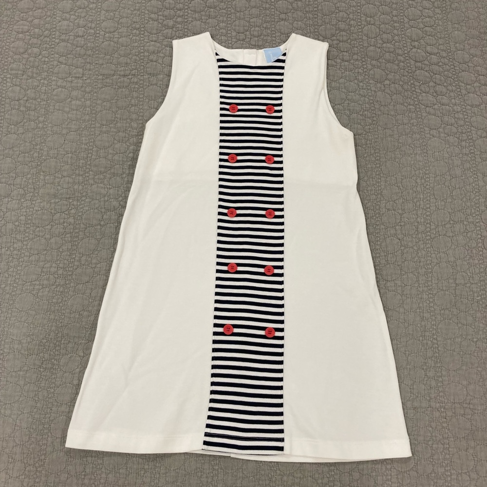 Bella bliss kids white partially striped dress ( size 8 )